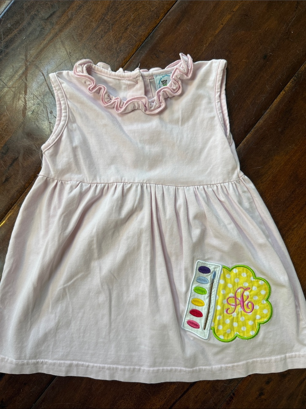 Girls Pink Ruffle-Neck Sleeveless Dress Top
